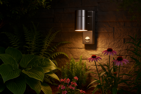 Silver GU10 motion sensor wall lamp

