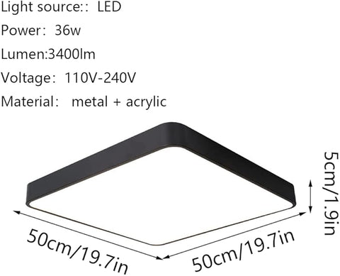 Square LED ceiling light with slim design

