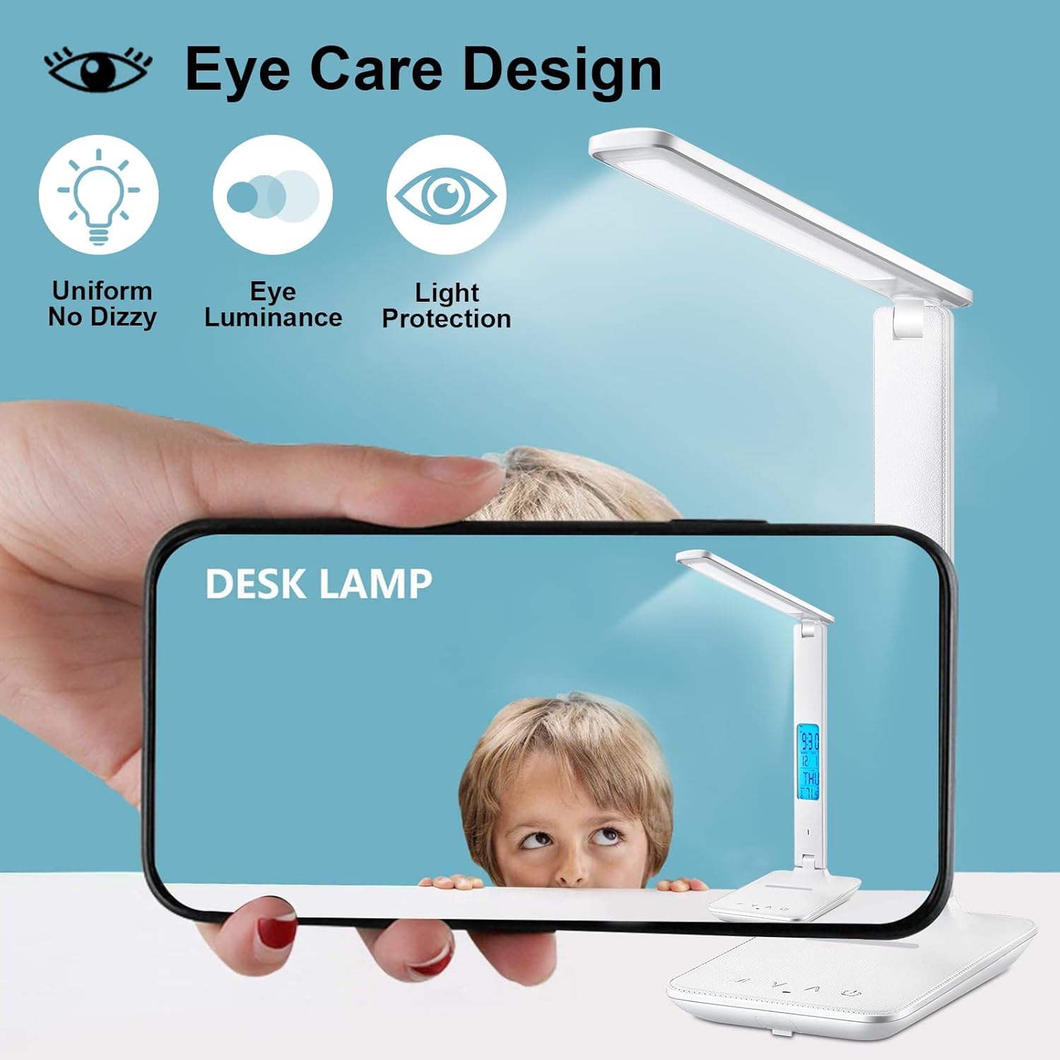 Sleek white lamp for office desk

