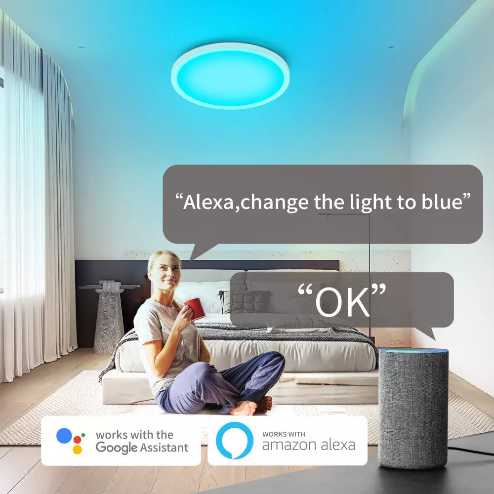 LED ceiling light with simple, sleek installation in a modern home



