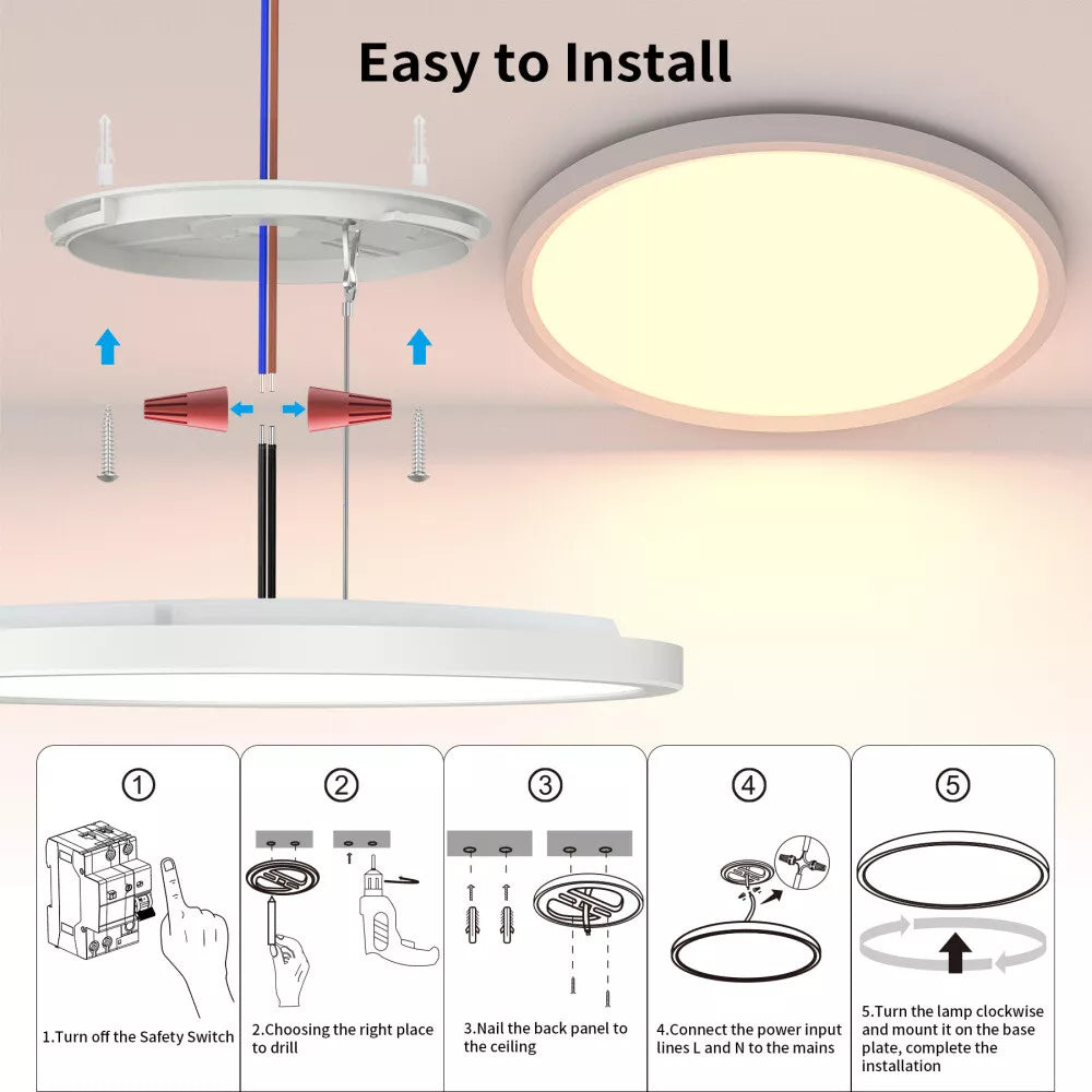 Smart LED flush ceiling light 36W UK


