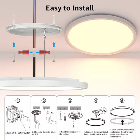Smart LED flush ceiling light 36W UK


