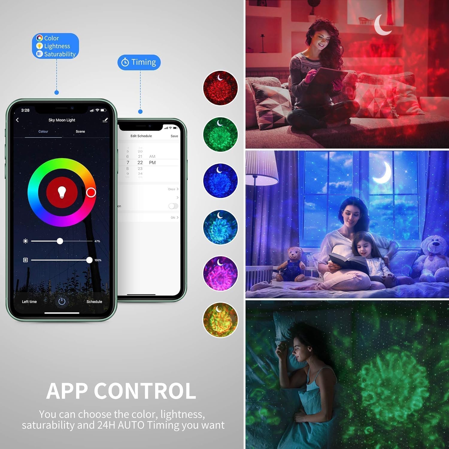 Smart ceiling projector with nebula effects