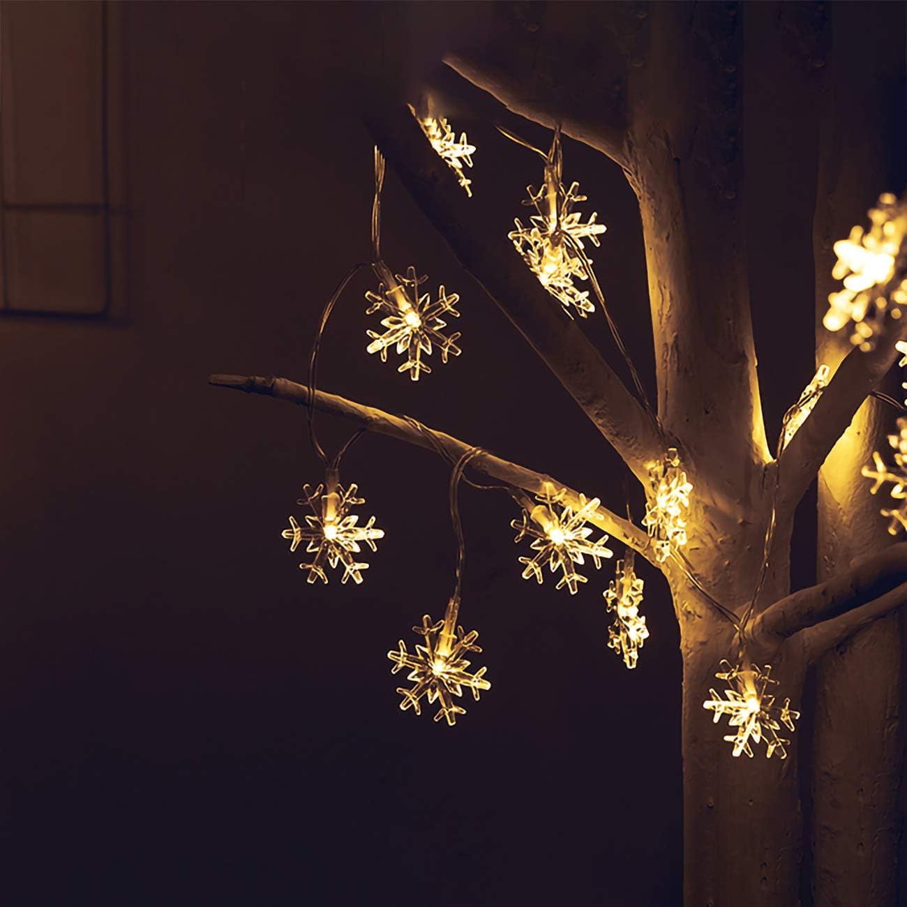 Snowflake Fairy Lights, 6M 40LEDS Battery Powered String Lights, Staring and Shining Mode for Xmas Wedding Birthday Valentine's Day Holiday Party Bedroom Indoor&Outdoor
 6 Reviews
