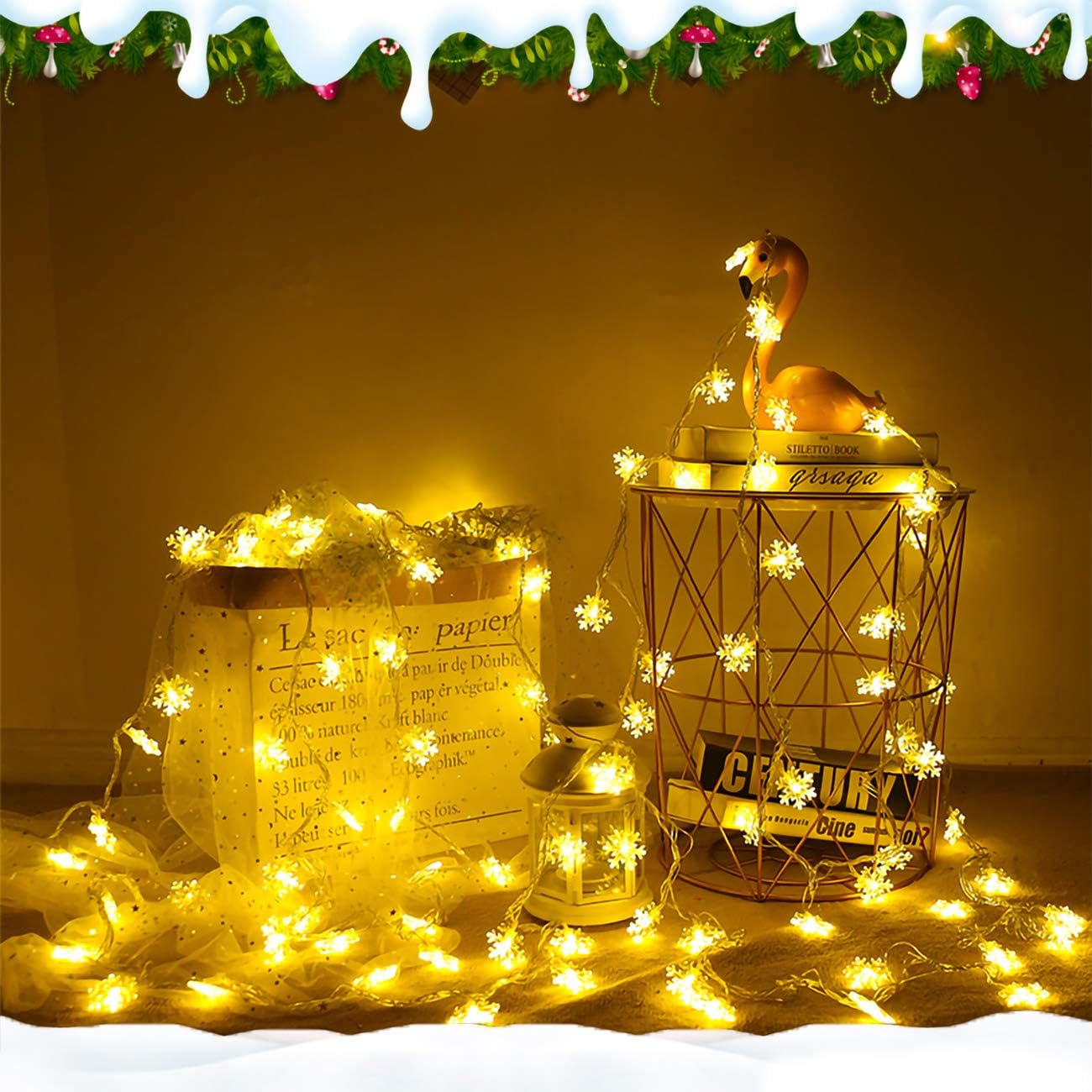 Snowflake Fairy Lights, 6M 40LEDS Battery Powered String Lights, Staring and Shining Mode for Xmas Wedding Birthday Valentine's Day Holiday Party Bedroom Indoor&Outdoor
 6 Reviews
