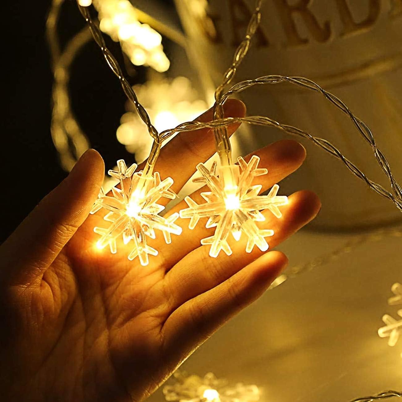 Snowflake Fairy Lights, 6M 40LEDS Battery Powered String Lights, Staring and Shining Mode for Xmas Wedding Birthday Valentine's Day Holiday Party Bedroom Indoor&Outdoor
 6 Reviews
