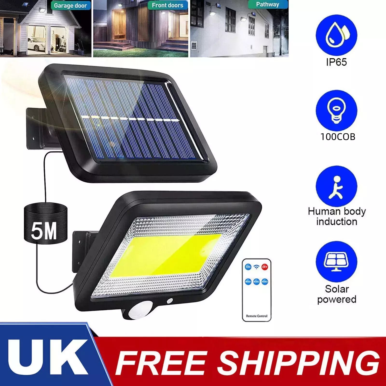 Solar Lights Outdoor - Solar Wall Light Solar Motion Sensor Security Lights with&nbsp; Wide Angle IP65 Waterproof 3 Optional Mode for Garden Patio Yard Front Door Garage Porch