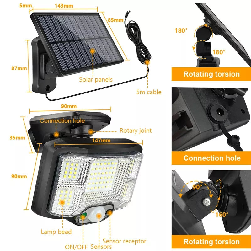 Solar Power Motion Sensor Wall Light in UK LED Outdoor Security Lamp