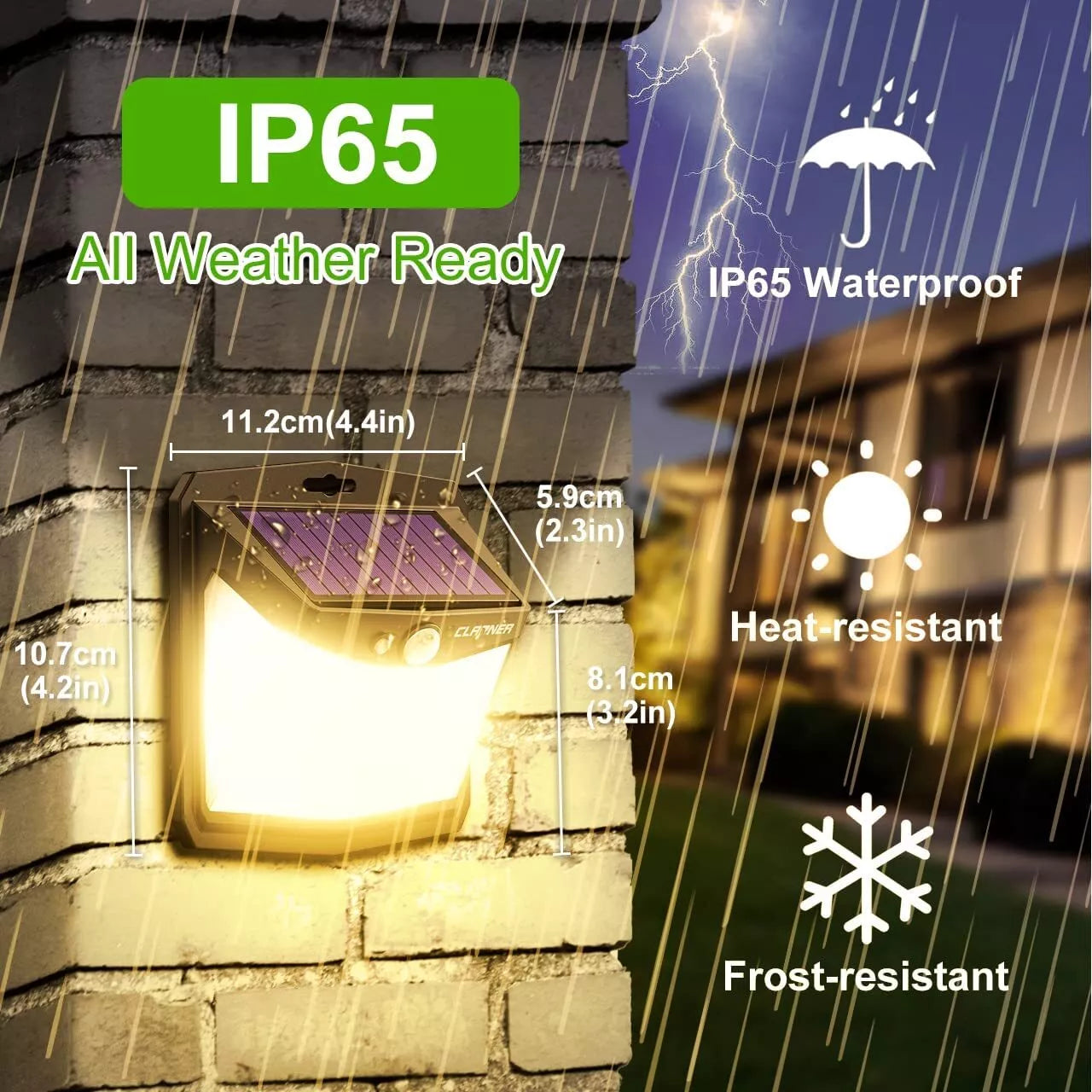 Motion-activated solar light brightening up a patio area

