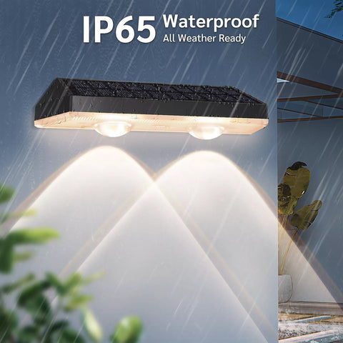Eco-friendly, energy-efficient solar lights mounted on garden walls.


