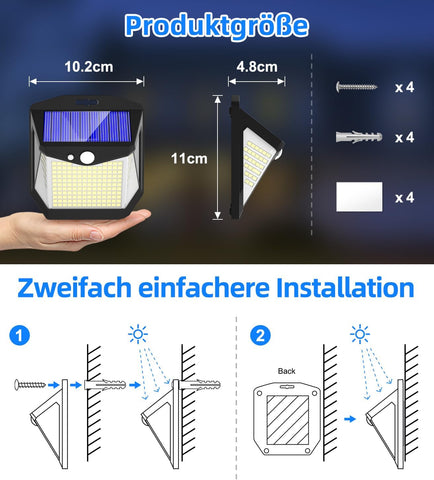 Solar Security Lights Outdoor Garden: 238 LED Solar Powered Outside Light 3 Modes Motion Sensor and 270°Wide Angle IP65 Waterproof Solar Power Wall Lighting For Fence Flood Door Garage Yard 4 Pack