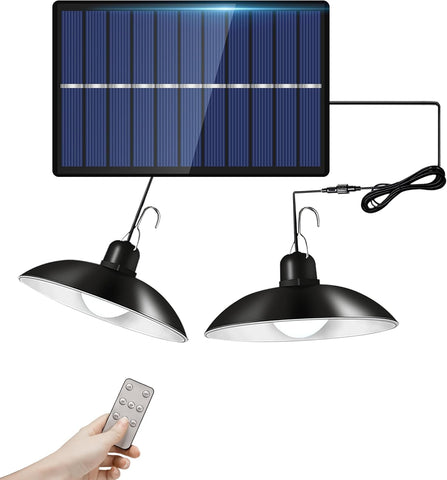 Solar Shed Light 30LED Pendant Light IP65 Waterproof Dimmable Solar Shed Lights Indoor Outdoor with 9.84FT Cord, Remote, for Garden Courtyard Barn Balcony Corridor Gazebo