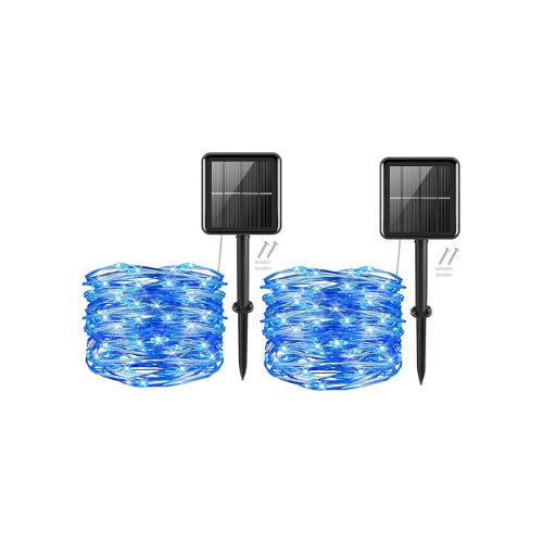 Solar String Lights, 50 LEDs 2 Pack Powered Fairy Lights Outdoor 8 Modes 33 FT Solar Garden Lights,Waterproof for Yard,Pathway,Christmas Tree, Home, Wedding, Party Decorations(Warm White)