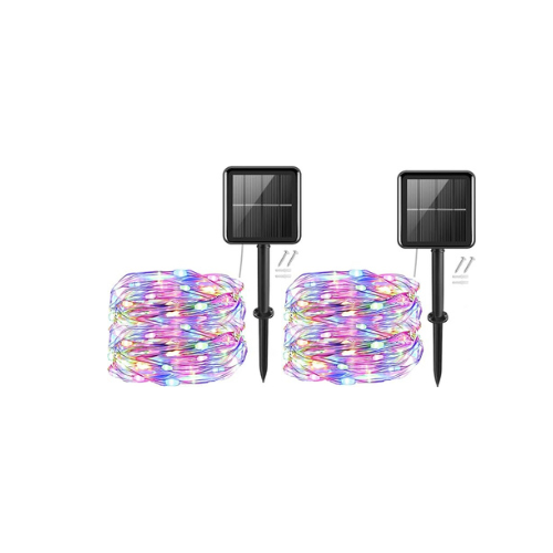 Solar String Lights, 50 LEDs 2 Pack Powered Fairy Lights Outdoor 8 Modes 33 FT Solar Garden Lights,Waterproof for Yard,Pathway,Christmas Tree, Home, Wedding, Party Decorations(Warm White)