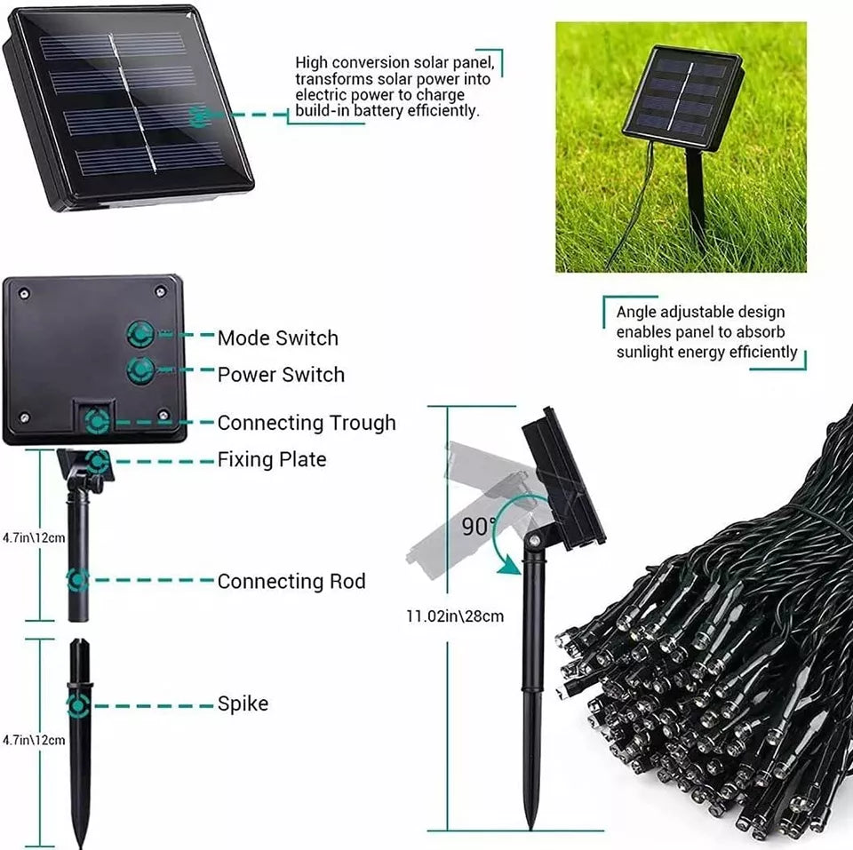 Solar String Lights Outdoor Garden Waterproof,Solar Fairy Lights Extra-Long,Copper Wire Solar Powered Outdoor Lights/Outside Decor Lighting for Garden Patio Yard
