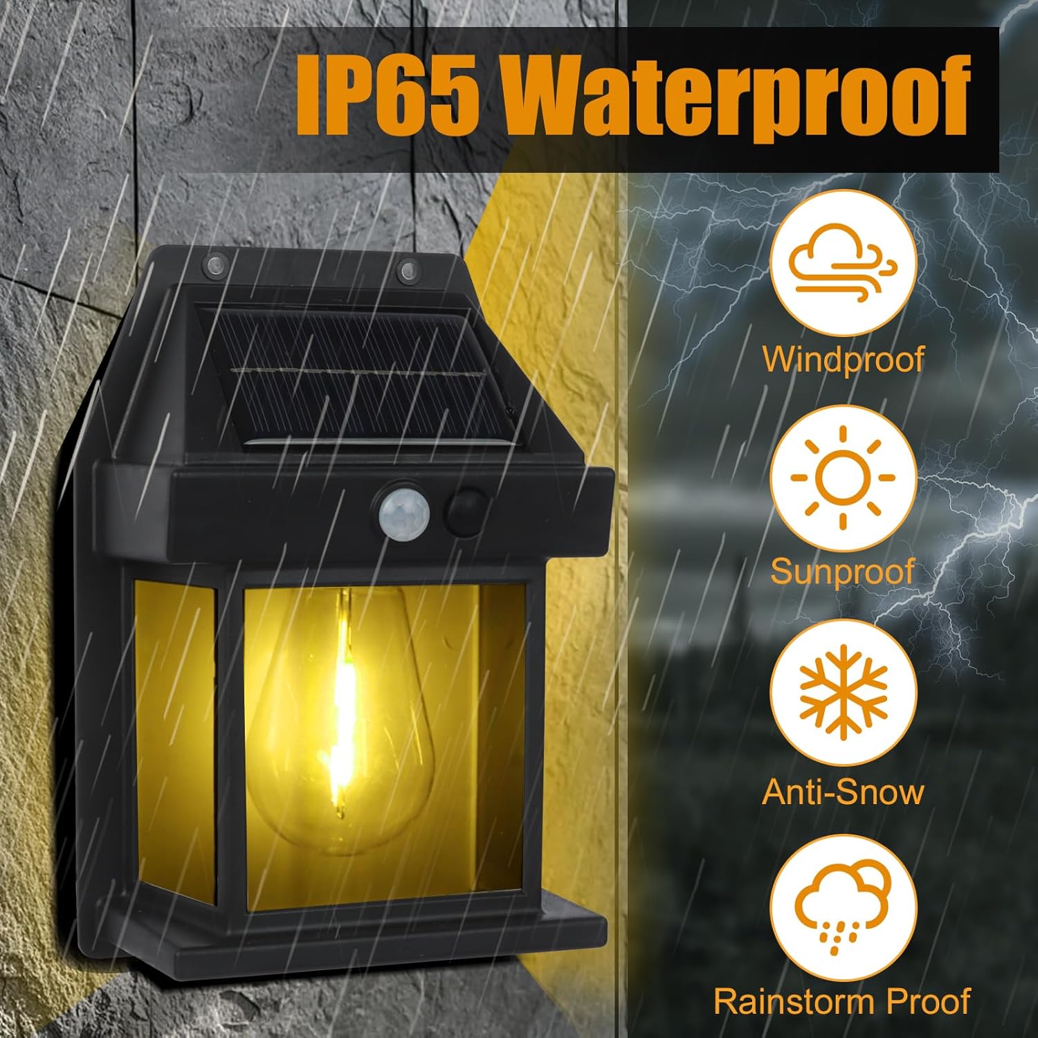 Solar Wall Lights Outdoor, 3 Modes Security Outdoor Motion Sensor Lights, Solar Door Lights Porch IP65 Waterproof Solar Garden Lights for Fence Gate Garage Path