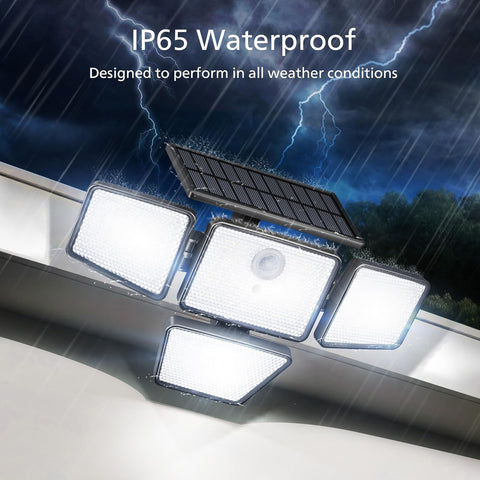 Solar light system with IP65 waterproof feature against a stormy background