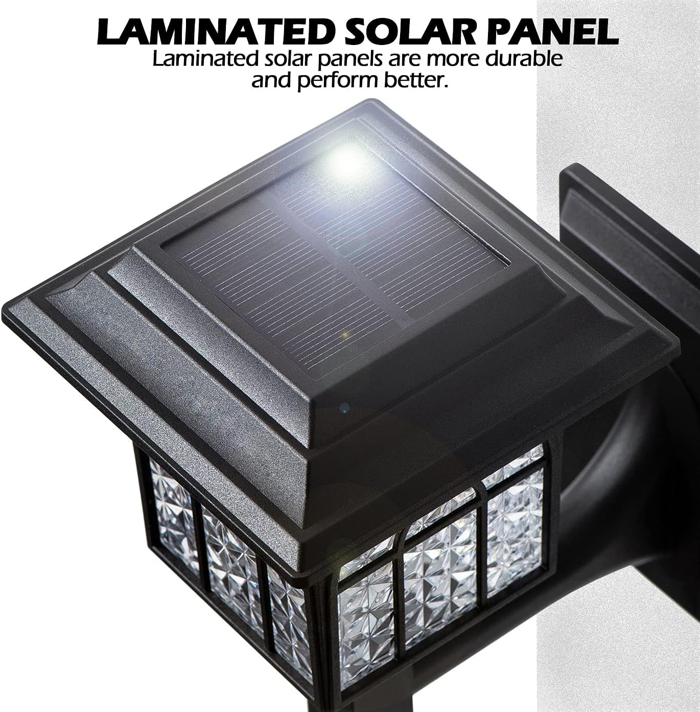 Solar panel with text highlighting its durability and performance