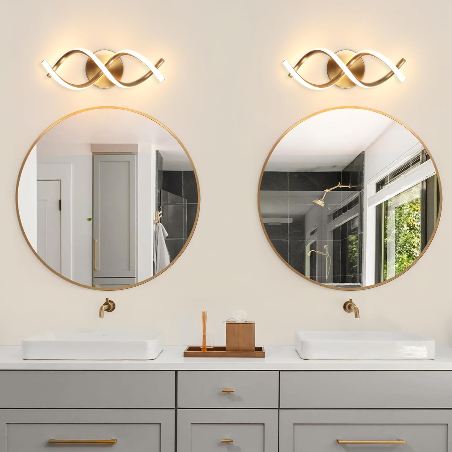 Spiral gold wall light

