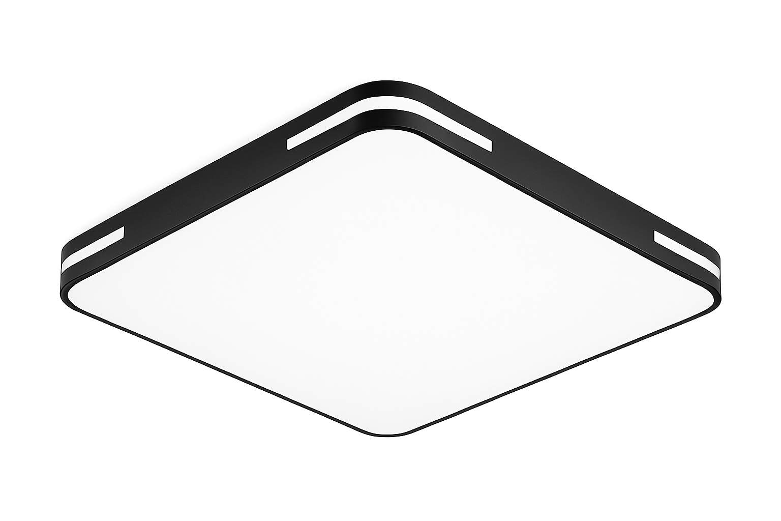 Square ceiling light fixture with black frame on a white background