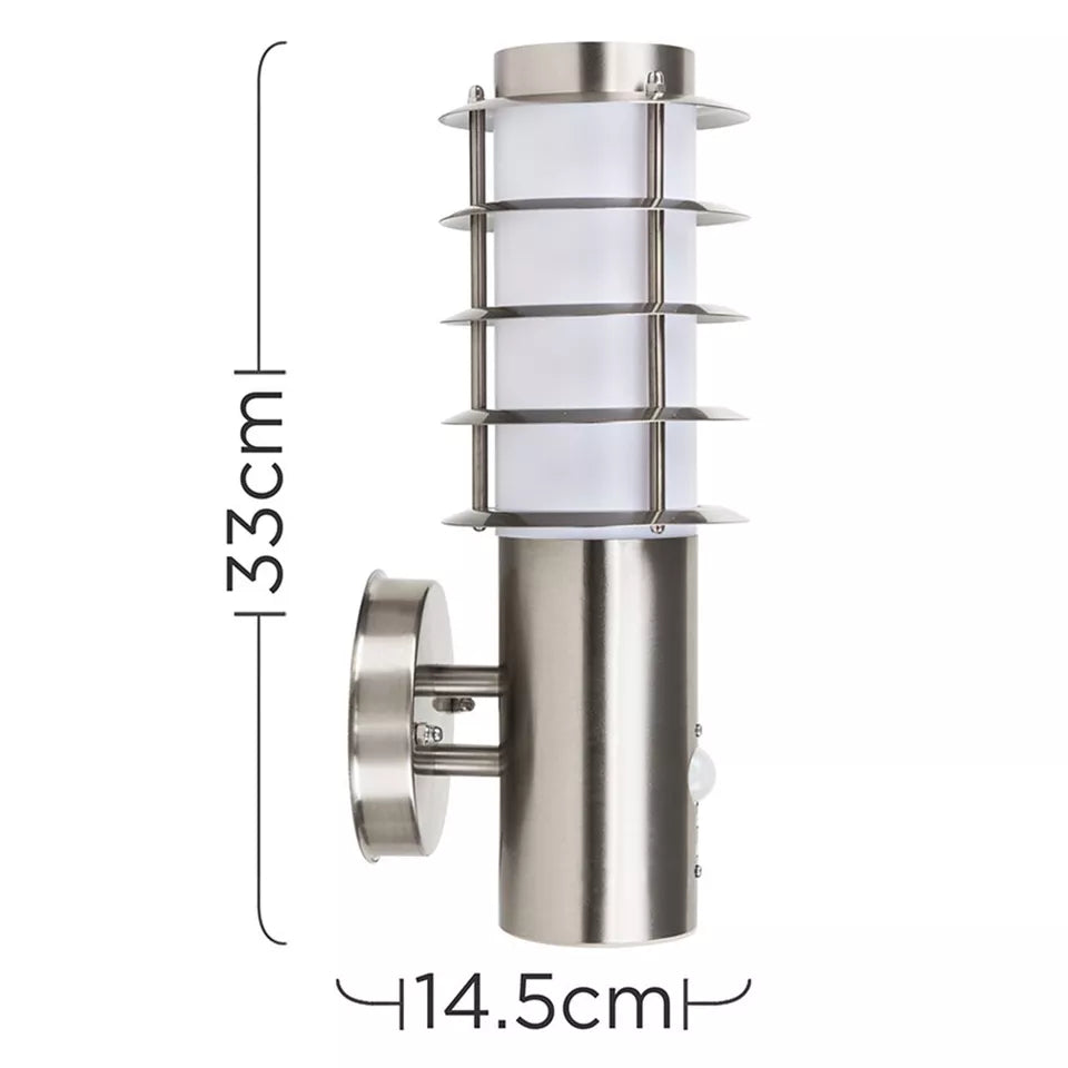 Stainless Steel PIR Infrared Motion Sensor Outdoor LED Wall Light (Warm White)