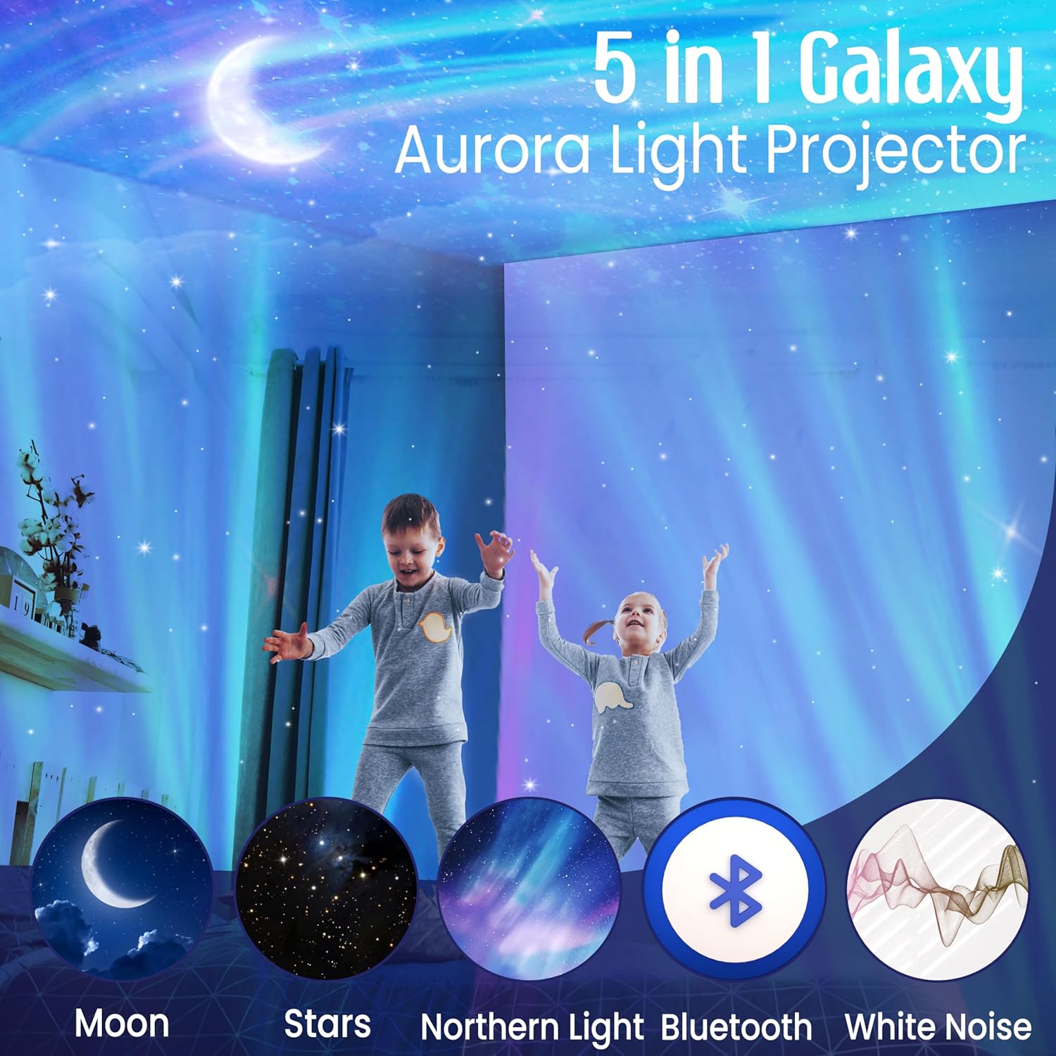 Star projector night light with Bluetooth speaker