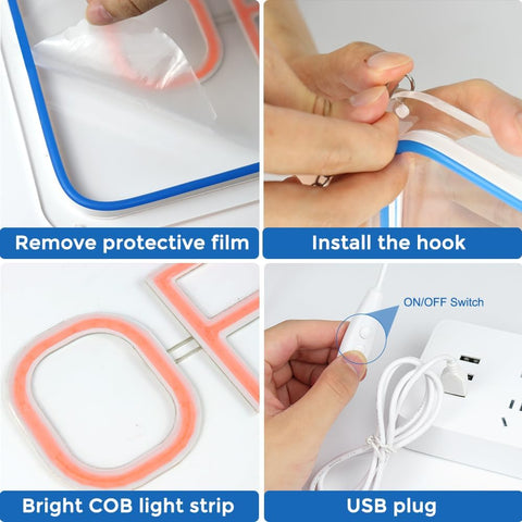Step-by-step guide on how to install a bright COB light strip with USB plug.