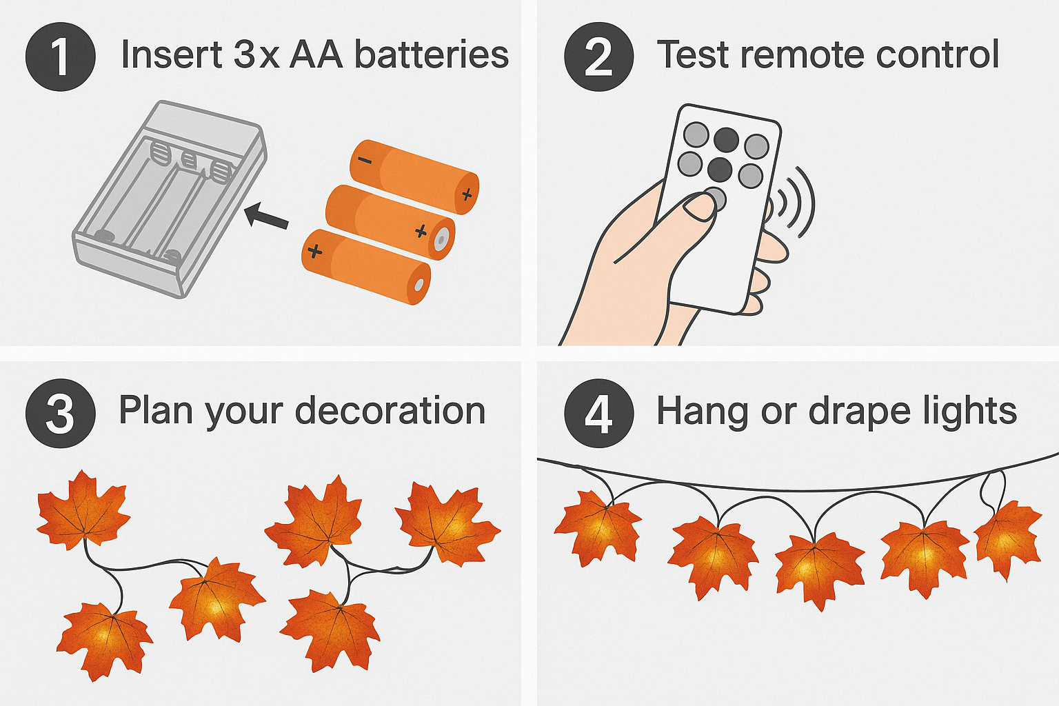 Step-by-step guide on how to set up outdoor lights with batteries and remote control.