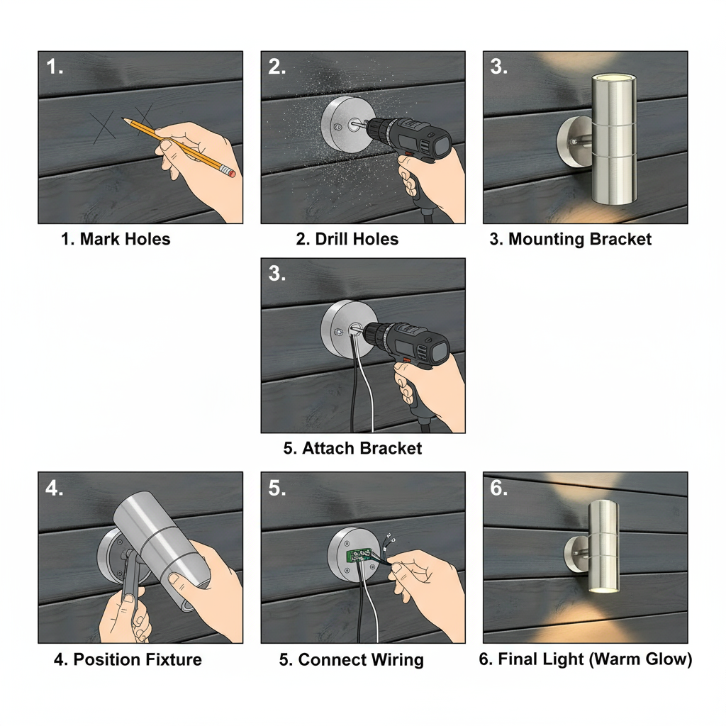 Step-by-step guide on installing an outdoor wall light fixture.