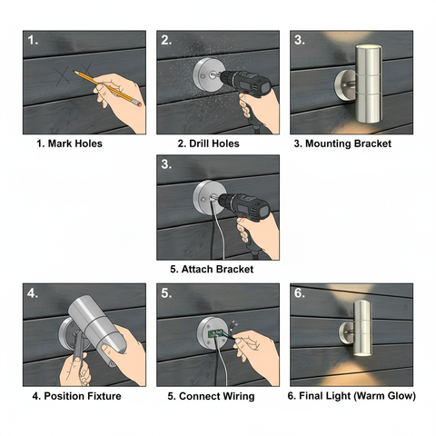 Step-by-step guide on installing an outdoor wall light fixture.
