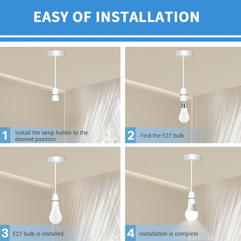 Step-by-step installation guide for a light bulb with labeled steps.