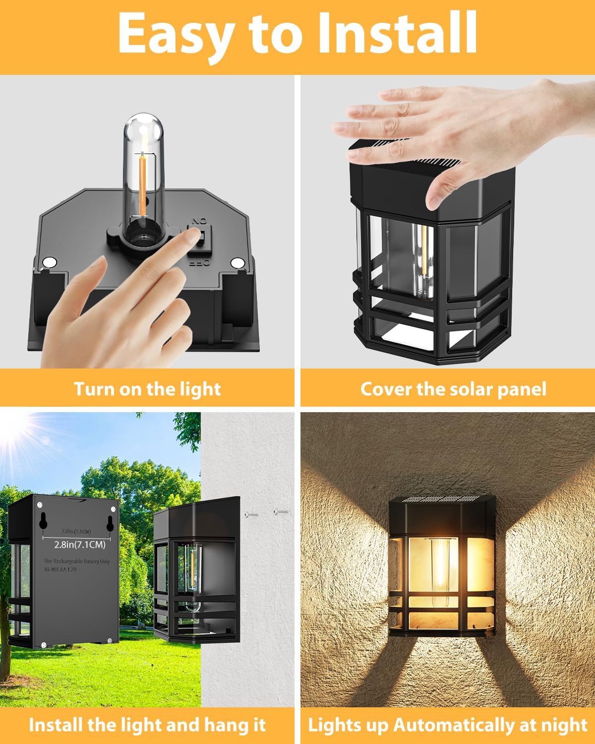 Step-by-step guide on how to install outdoor wall lights with solar panel.