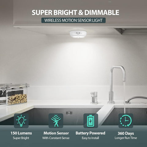 Stick-On Motion Sensor Puck Lights

