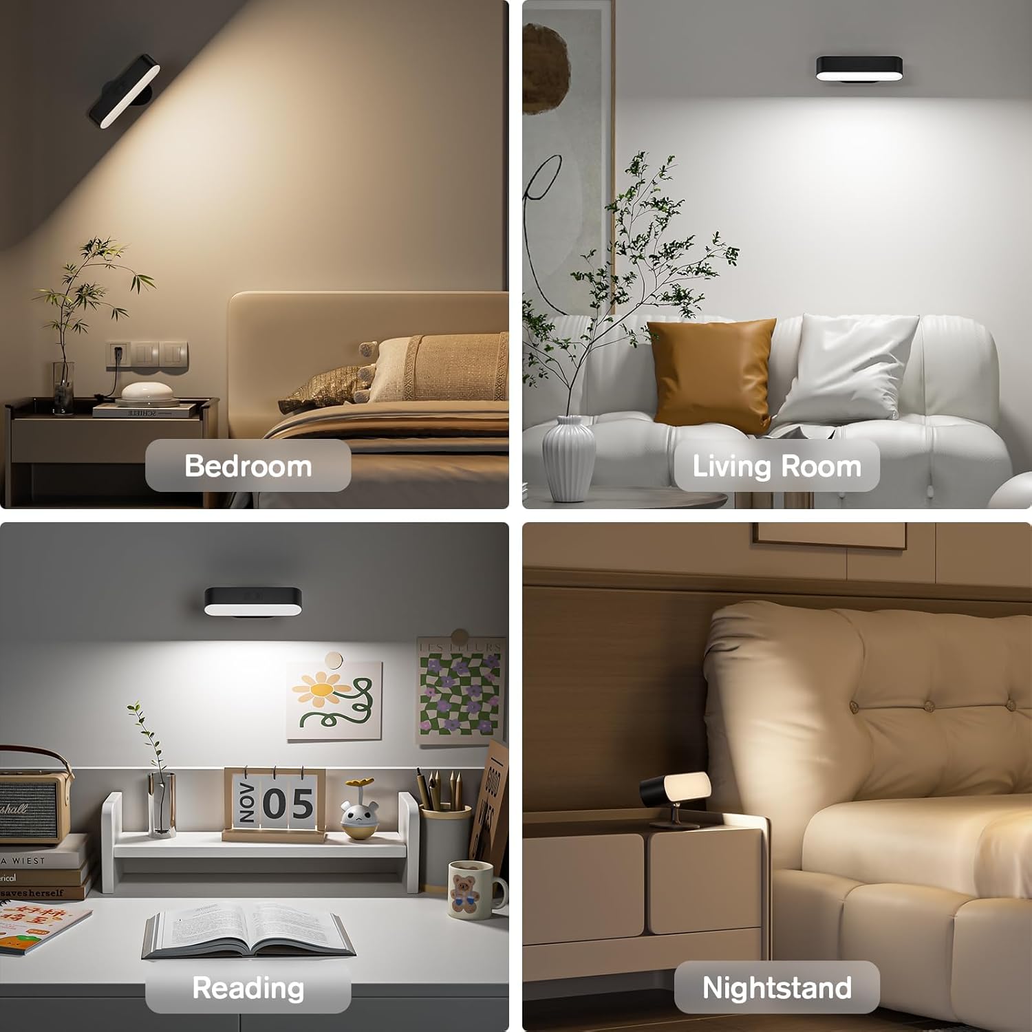 Stick-on LED wall light for bedroom


