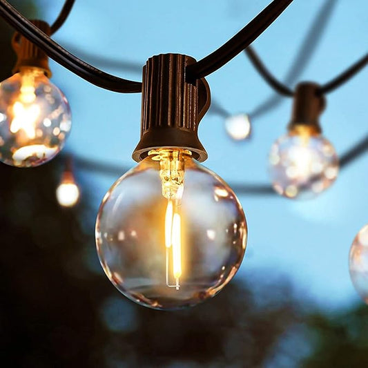 25FT string of globe lights in garden

