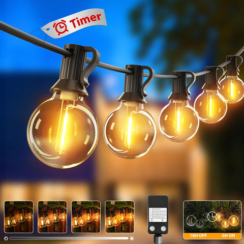 String lights with Timer control on a blurred background