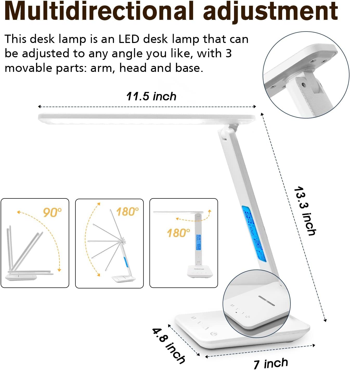 Study table light with multifunction screen

