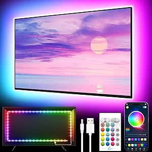 TV Light Strip, 5M TV Backlight, for 45-75 Inch TV, Music Sync LED TV Light with Bluetooth Function - RGB Color Changing Light Strip for Home Theater (16.4ft)