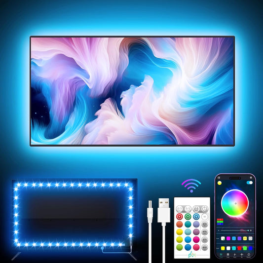 TV Light Strip, 5M TV Backlight, for 45-75 Inch TV, Music Sync LED TV Light with Bluetooth Function - RGB Color Changing Light Strip for Home Theater (16.4ft)