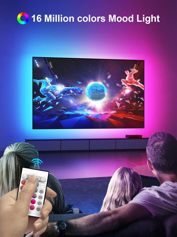 TV Light Strip, 5M TV Backlight, for 45-75 Inch TV, Music Sync LED TV Light with Bluetooth Function - RGB Color Changing Light Strip for Home Theater (16.4ft)