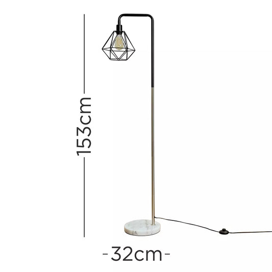 Tall Industrial Standard Floor Lamp Light Marble Base Metal Retro Shade LED Bulb Copper  Lampholder