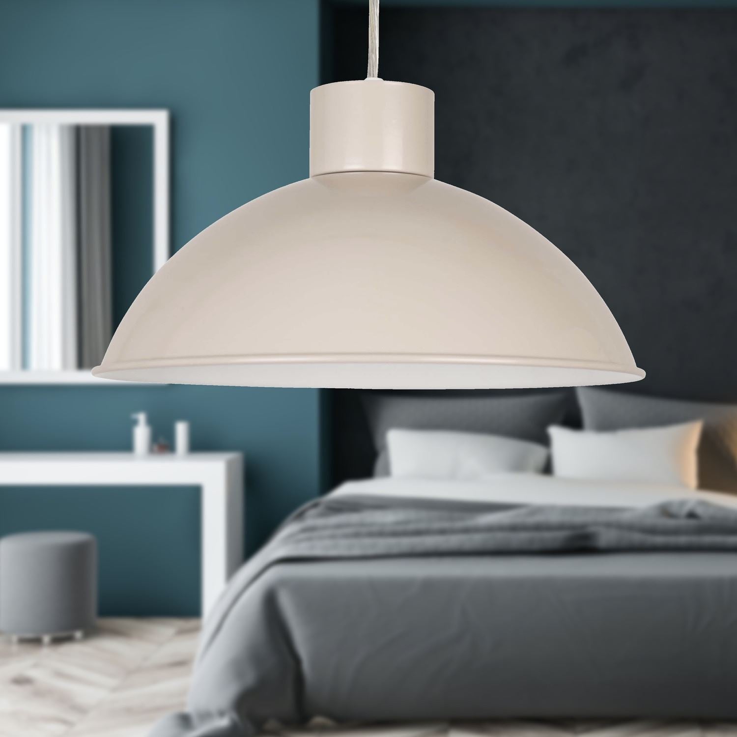 kitchen dome ceiling light in teal finish

