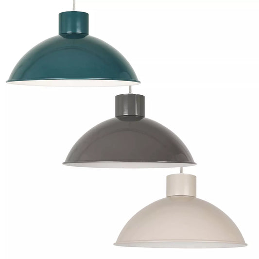 Teal Metal Dome Easy Fit Pendant Shade, Ceiling Lightshade, Modern Modern Style, Diameter 30 cm