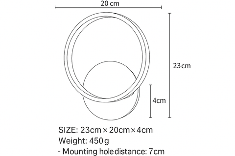 Technical drawing of a circular object with dimensions labeled
