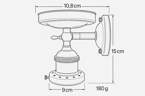 Technical drawing of a mechanical component with dimensions labeled