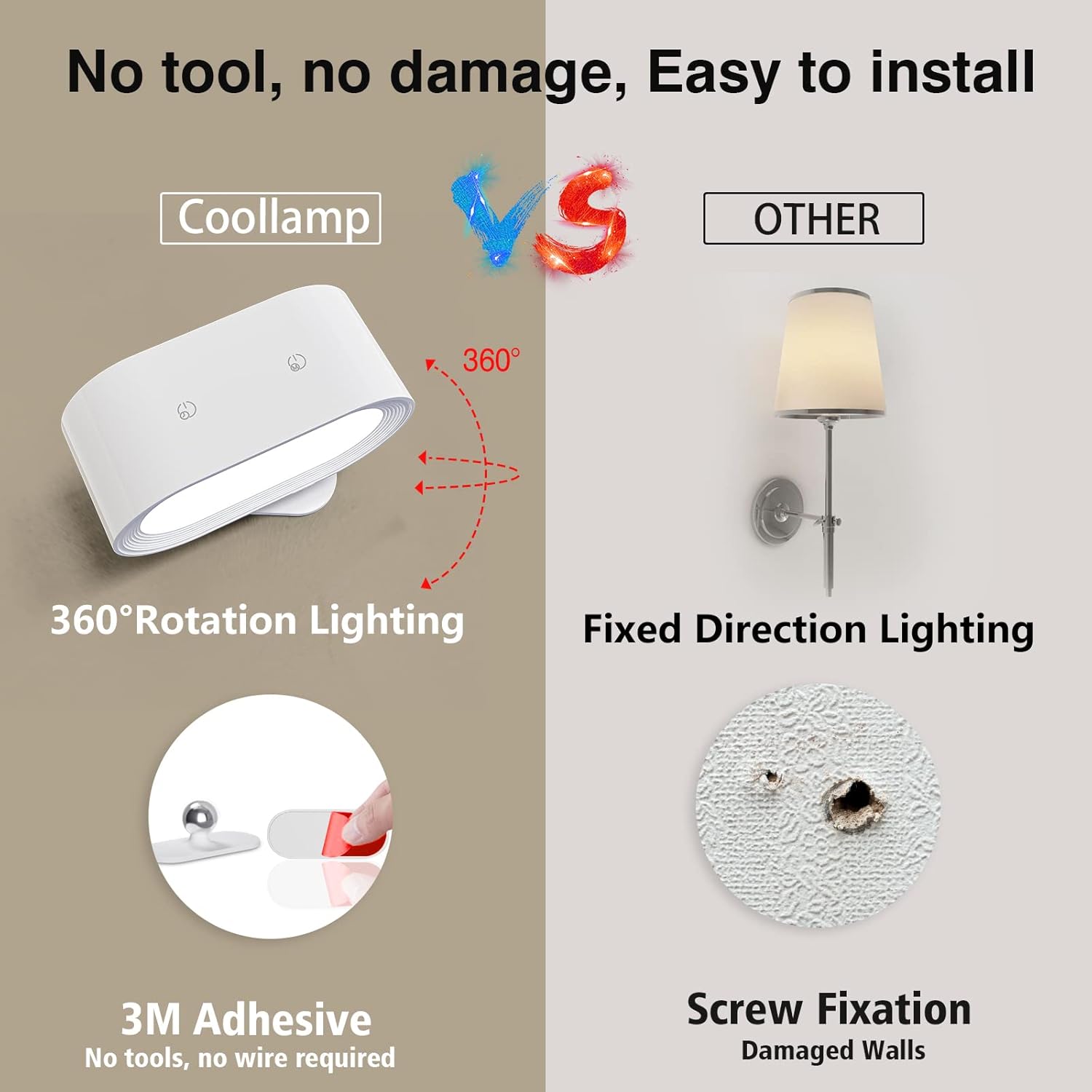 Touch control wall lamp for bedroom

