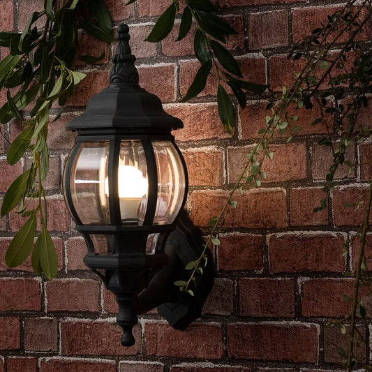 Traditional Large Black Outdoor IP44 Garden Outside Wall Light 6W LED GLS Bulb