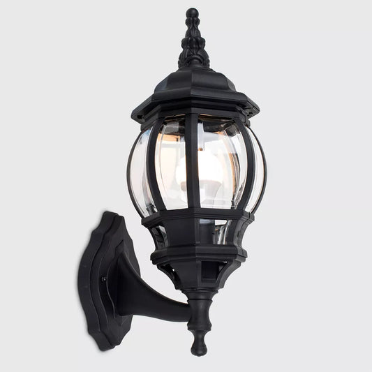 Traditional Large Black Outdoor IP44 Garden Outside Wall Light 6W LED GLS Bulb