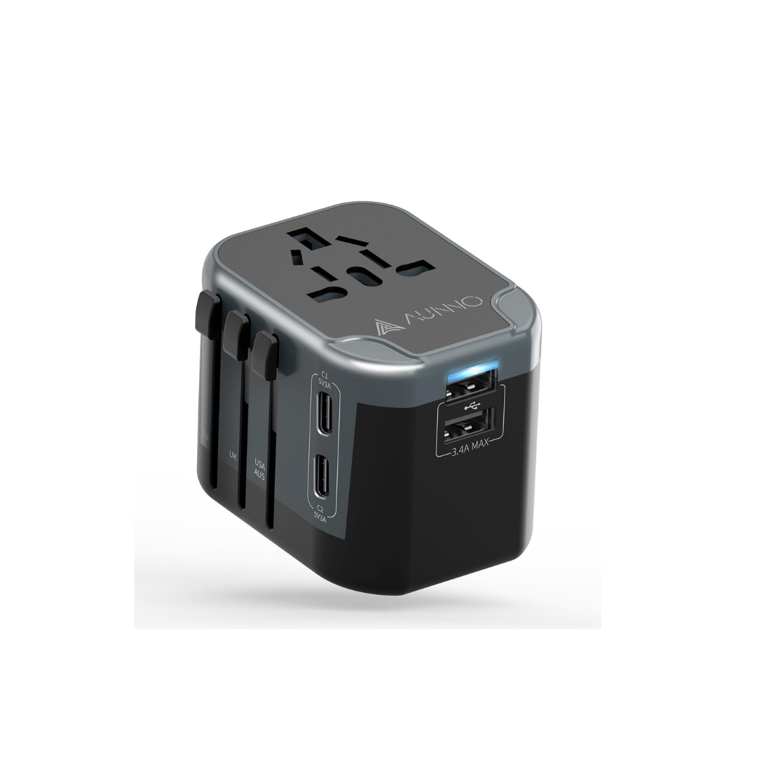 Universal Travel Adapter with 2 USB-C and 2 USB Ports – All-in-One Int