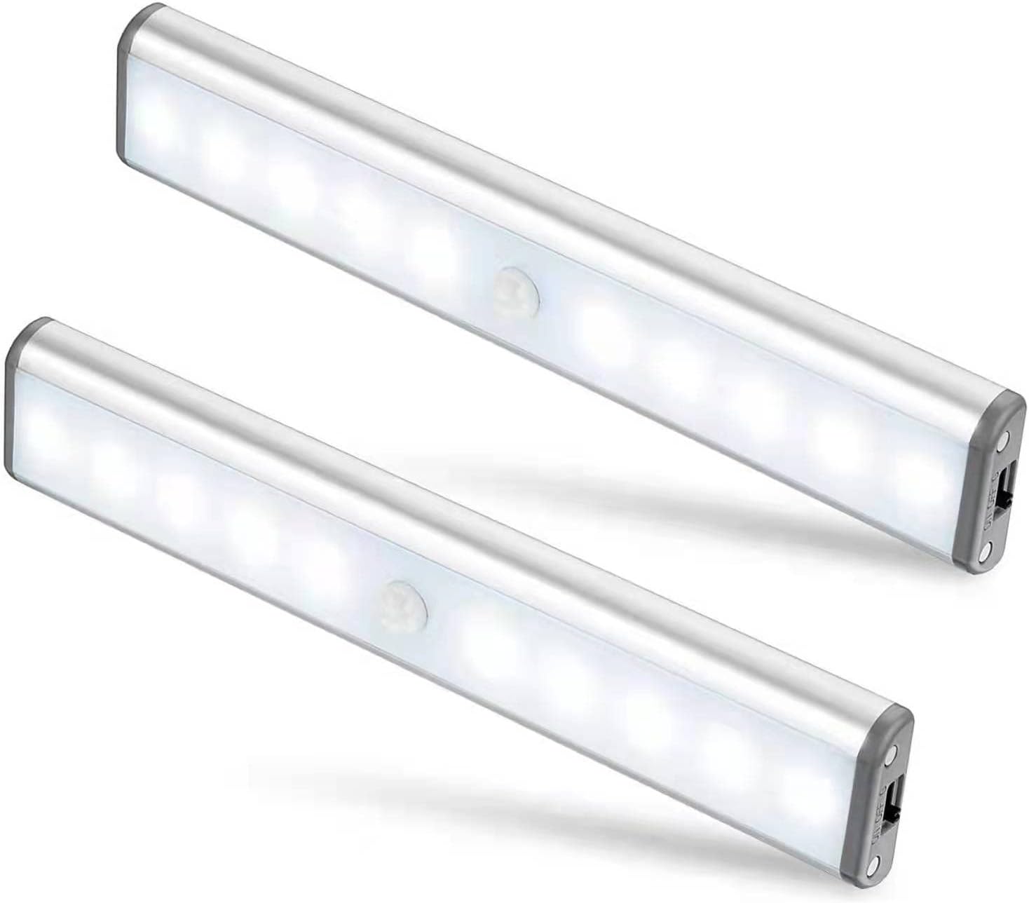 Two LED strip lights on a white background